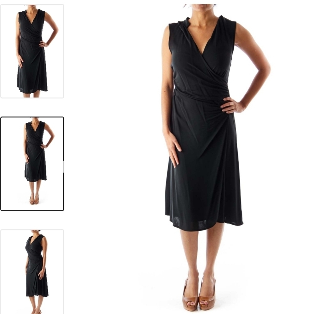NEW Banana Republic Sleeveless Faux Wrap Sash Dress Silky Flattering Summer Chic